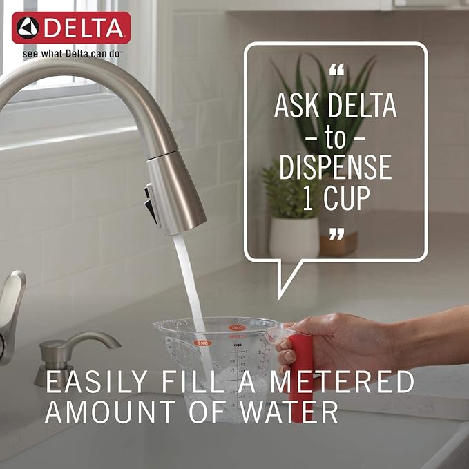 Delta Faucet Trinsic VoiceIQ Touchless Kitchen Faucets with Pull Down Sprayer, Smart Faucet, Alexa and Google Assistant Voice Activated, Kitchen Sink Faucet, Matte Black 9159TV-BL-DST