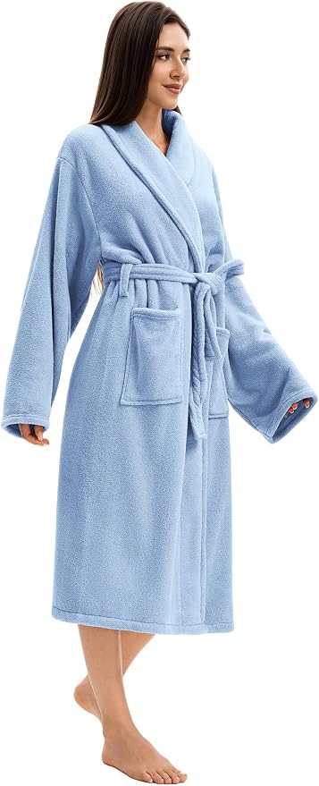 Soft Robe For Women，Warm Plush Bath Robes Female，Spa Towel After Shower Lightweight Long Bathrobe