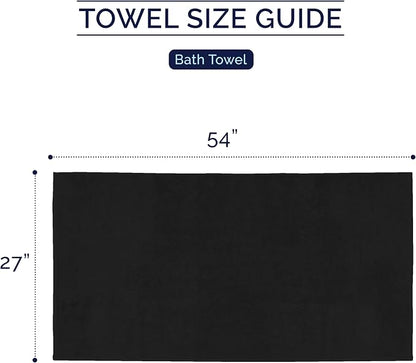 Elegant Comfort Premium Turkish Cotton 2 Pack Bath Towel Set - 27 x 54 inch, Luxurious Hotel Spa Quality 100% Turkish Cotton 2PC Bath Towel Set - Highly Absorbent - Soft Bathroom Towels, Black