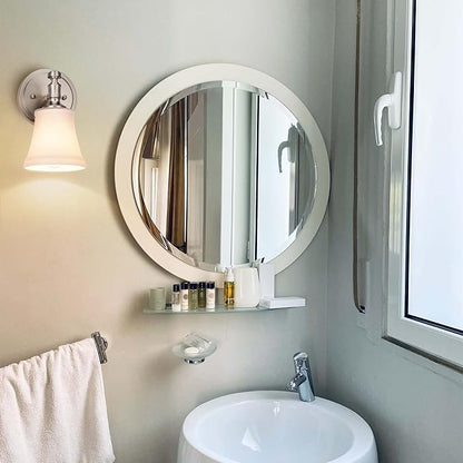 Wall Sconces, Traditional Brushed Nickel 1 Light Sconce, Wall Light with Opal Glass Shade for Bedroom Bathroom Living Room & Hallway Vanity Lighting Fixture
