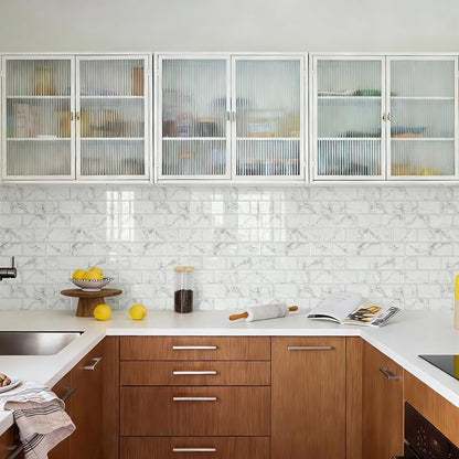 STICKGOO Subway Tile Peel and Stick Backsplash, Thicker Design 12" x 12" Stick on Backsplash Tiles for Kitchen, Bathroom, Wall Tile (10 Sheets, Grey Marble Look)
