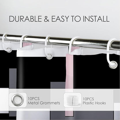 HVEST Modern Pink Shower Curtain with Hooks, Grey Black and White Abstract Geometric Shower Curtain for Bathroom, Mid Century Minimalist Bathroom Decor Curtains, 60W X72L inches