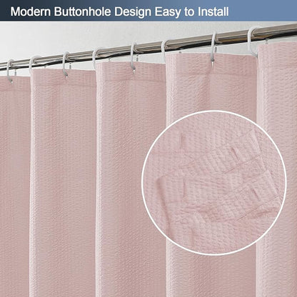 Pink Shower Curtain for Bathroom 72x72 Inch, 3D Embossed Textured Waffle Fabric Shower Curtains, Soft Hotel Farmhouse Style, Water Repellent, Machine Washable, Pink, 72" W x 72" L