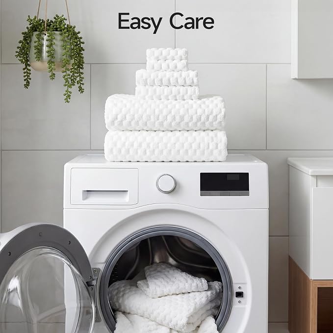 REDKISS White Microfiber Towels Set of 6-35x70 Inches Oversized Bath Sheets, Extra Large Bath Towels Set of 6 for Adults, Super Soft Quick Dry Lint Free Absorbent Waffle Microfiber Shower Towels