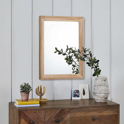 AAZZKANG Rustic Mirrors for Wall Rectangle Wooden Frame Hanging Mirror for Bedroom Bathroom Living Room Entryway Small