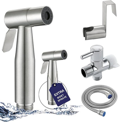 Premium Handheld Bidet Spray for Toilet | Adjustable Water Pressure | Leak-Proof Stainless Steel Toilet Bedit Sprayer | Muslim Shower | Cloth Diaper Washer Extra 1 Bidet Sprayer