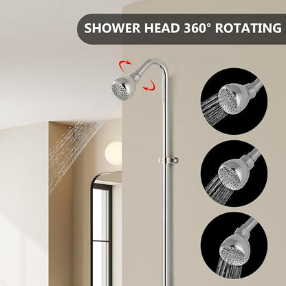 Tub Shower Conversion Kit with Riser and Shower Head, Polished Chrome | 70-Inch SUS304 Shower Riser, 360° Swivel Head, Diverter Tub Spout, Wall Mount