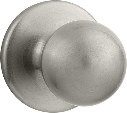 Kwikset Polo Interior Passage Door Knob, Handle For Closet and Hallway Doors, Non-Locking Doorknob in Satin Nickel, with Microban Protection
