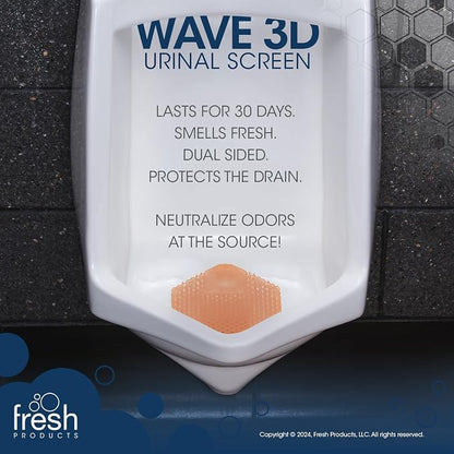 Fresh Products Wave 3D Urinal Screen Deodorizer, Mango, 10 packs | Anti-Splash Shield For Men Bathroom, 30-Day Odor Control With Beneficial Bacteria, Easy Double-Sided Install, Made In USA