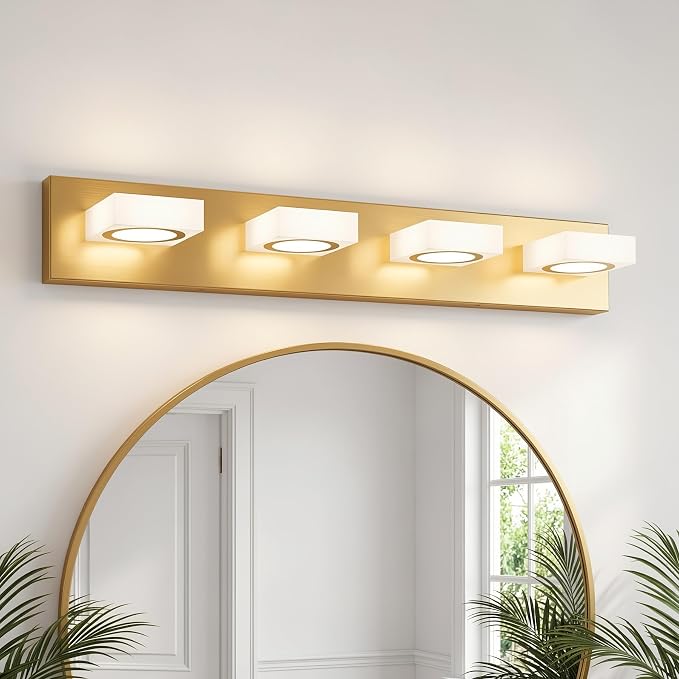 Bathroom Vanity Light, 4-Light 31 Inch Brushed Gold 5CCT 2700-6500K LED Bathroom Light Fixtures Over Mirror, Vanity Lighting Modern Bath Wall Sconce for Mirror Bedroom Living Room