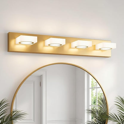 Bathroom Vanity Light, 4-Light 31 Inch Brushed Gold 5CCT 2700-6500K LED Bathroom Light Fixtures Over Mirror, Vanity Lighting Modern Bath Wall Sconce for Mirror Bedroom Living Room