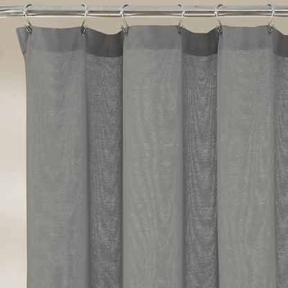 Lush Decor Linen Button Shower Curtain, 72" W x 72" L, Dark Gray & Off White - Gray Shower Curtain Fabric - Bathroom Curtain - Farmhouse Bathroom Decor