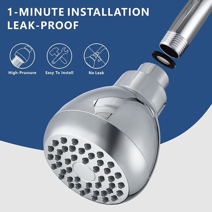 High Pressure Rain Shower Head, 3 Inch Anti-Clog Self-Cleaning Silicone Jets, 2.5 GPM with 1.8 GPM Flow Restrictor, Easy Install for Low Water Pressure, Hotel SPA Experience (Black)