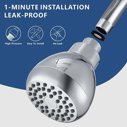 High Pressure Rain Shower Head, 3 Inch Anti-Clog Self-Cleaning Silicone Jets, 2.5 GPM with 1.8 GPM Flow Restrictor, Easy Install for Low Water Pressure, Hotel SPA Experience (Black)