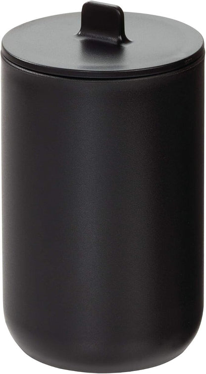 iDesign Cade Canister Bathroom Storage Jar with Lid, Matte Black | 3.14" x 3.14" x 5.09", For Bathroom, For Vanity, For Desk, For Countertop