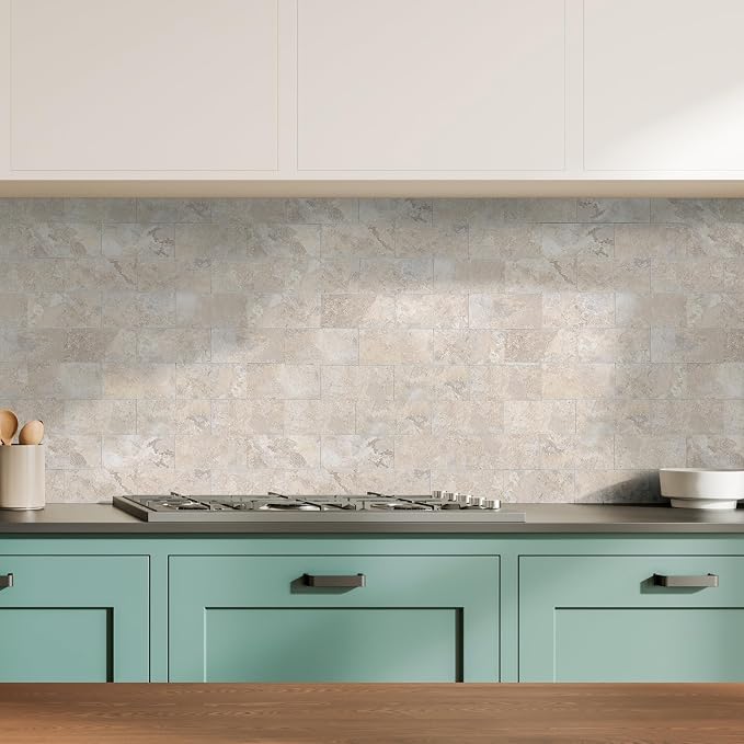 2026 New Upgrade Peel and Stick Backsplash Tile, Peel and Stick 11.34" X 11.57" Wall Tile for Kitchen, Bathroom, Fireplace, Laundry (Beige Stone Rocks, 20 Packs)