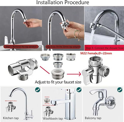 Bidet Toilet Sprayer, Sink Faucet Hose Attachment, Non-Leakage Stainless Steel Brushed Toilet Cleaner Wall for Women Washing, Baby Diaper Cleaner