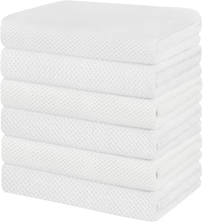HOMEXCEL 6PK Bath Towel Set, 24x48 in, Absorbent&Quick Dry Towels for Hotel | Ultra Soft, Lightweight Towels for Bathroom, Spa and Beauty Parlor, White