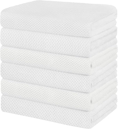 HOMEXCEL 6PK Bath Towel Set, 24x48 in, Absorbent&Quick Dry Towels for Hotel | Ultra Soft, Lightweight Towels for Bathroom, Spa and Beauty Parlor, White