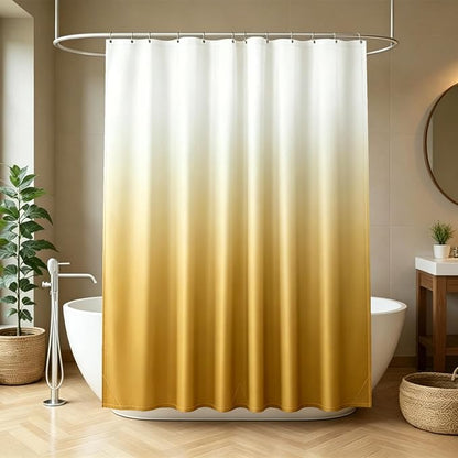 Felisa Ombre Yellow and White Shower Curtain Liner,Waterproof Fabric Shower Curtain with 3 Weighted Magnets, Odorless Cloth Lightweight Bathroom Curtain,Sturdy Rustproof Grommets,72 x 72