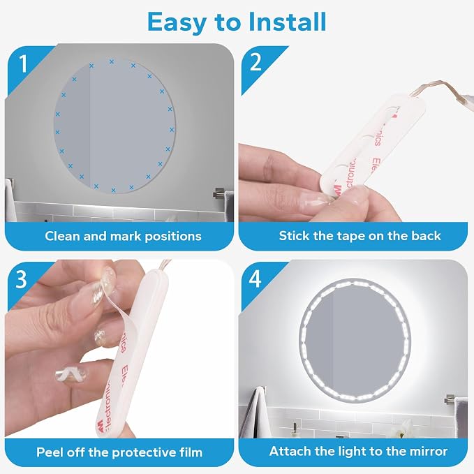 Bairth LED Vanity Lights for Mirror, 16ft Makeup Strip Light 3/4 / 6000K | 10 Level Brightness Adjustable, USB Cable, Hollywood Mirror Light Stick-On for Makeup Dressing Room Bathroom Bedroom