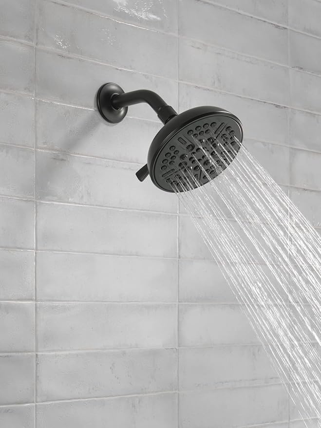 Delta Faucet 8-Spray Touch-Clean Matte Black Shower Head, Delta Shower Heads, Showerhead, Shower Head Black, 1.75 GPM Water Flow, Matte Black 75898CBL