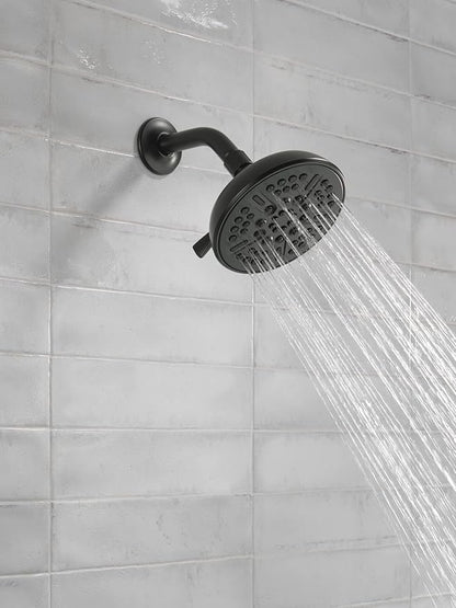 Delta Faucet 8-Spray Touch-Clean Matte Black Shower Head, Delta Shower Heads, Showerhead, Shower Head Black, 1.75 GPM Water Flow, Matte Black 75898CBL