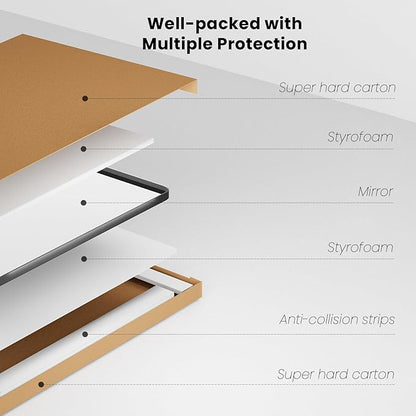 White Bathroom Mirror 40x30 Inch, White Metal Framed Bathroom Mirror for Wall, Rounded Rectangle Matte Bathroom Vanity Mirror, Tempered Glass, Anti-Rust, Horizontal/Vertical