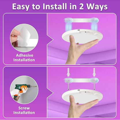 maylit 4 Pack Rechargeable Shower Lights with Motion Sensor | RGBW Waterproof Wireless Ceiling Lights for Bathrooms, Showers and Indoor Spaces