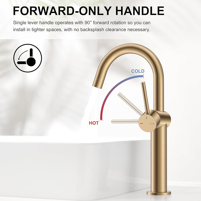 Champagne Bronze Vessel Sink Faucet, 1 Handle Tall Bathroom Faucet | Vessel Bowl Faucet with Pop Up Drain & Supply Lines, Lead-Free cUPC & NSF Certified, 1 Hole Faucet for Vanity RV Restroom