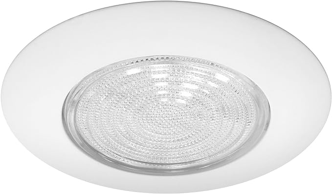 NICOR Lighting 6 inch White Recessed Shower Trim with Glass Fresnel Lens (17502)