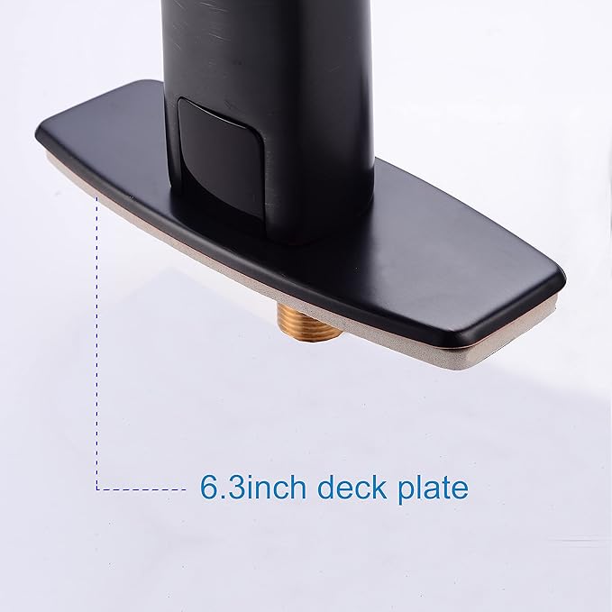 Automatic Touchless Bathroom Sink Faucet Sensor Motion Activated Commercial Faucets Hands Free Infrared Residential Basin Tap with Deck Plate Water Mixer Valve Control Box (Matte Black)