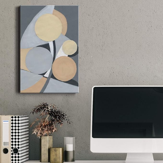 Renditions Gallery Canvas Wall Art Modern Paintings & Prints Decorations Grey Brown Rug Abstrac Canvas Wall Hanging Artwork Picture for Bedroom Living Room Office Kitchen - 18"x27" LT02