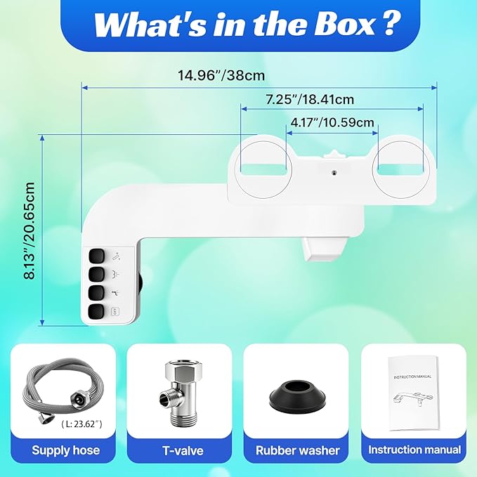 Bidet Attachment for Toilet,0.23 Inch Ultra-Thin Non-Electric Bidet,Knob Control for Water Flow On/Off, Adjustable Water Pressure,Foldable Dual Self-Cleaning Nozzles (Only Cold Water)