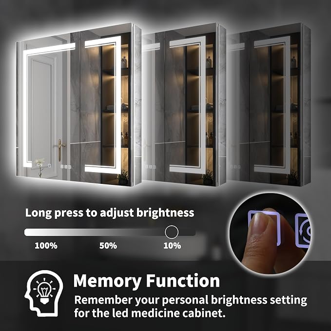 36x32-Inch Lighted Medicine Cabinet with Mirror,Removable 5X Magnificer | GFCI 1800W Outlet,Soft-Closed,Front&Backlit,Anti-Fog,Dimmable&Tunable,Sensor LED,Recessed/Surface,Adjustable Shelves