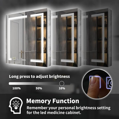 36x32-Inch Lighted Medicine Cabinet with Mirror,Removable 5X Magnificer | GFCI 1800W Outlet,Soft-Closed,Front&Backlit,Anti-Fog,Dimmable&Tunable,Sensor LED,Recessed/Surface,Adjustable Shelves