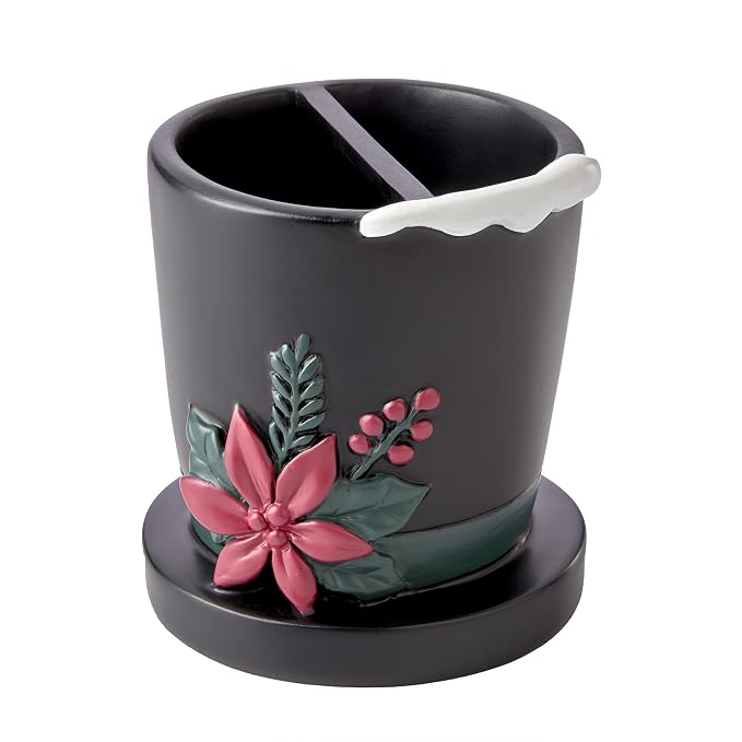 SKL Home Christmas/Winter Rustic Plaid Snowman Toothbrush Holder, Multi | Can be used in the bathroom, kitchen, bar or any sink space.