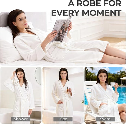Towel Robe for Women – Soft Absorbent Kimono Bathrobe, Quick-Dry Spa Shower & Hotel Use