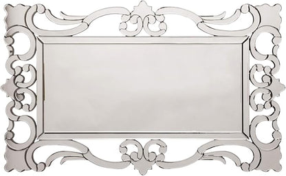 Howard Elliott Collection Large Rebecca Rectangular Venetian Wall Hanging Mirror, Antique Accent Design with Mirrored Frame, Wall Mirror for Home, Living Room, Entryway and Bathroom, 47 x 29 Inch