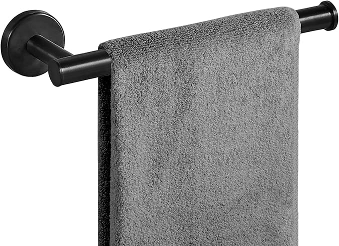 FOMANSH Stainless Steel Towel Holder - Mount on Wall Towel Bar, Toilet Kitchen Paper Holder, SUS 304 Hand Towel Rack, Towel Ring for Bathroom Toilet Black