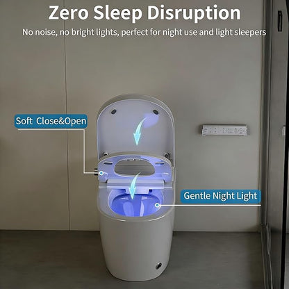 Smart Toilet with Bidet, Foam Shield, UV-C Light, Blackout Flush, Dual Auto Flush, Heated Seat, Air Dryer, Modern Elongated Japanese One Piece Bidet for Bathrooms