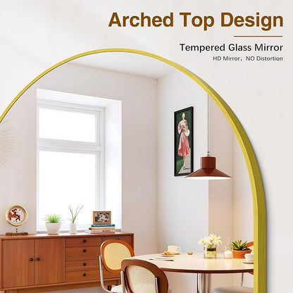 Arched Bathroom Mirror 16x24 Inch, Bathroom Mirror for Over Sink, Wall Mounted Vanity Mirror with Aluminum Frame & Tempered Glass, Ideal for Bedroom, Entryway, Living Room, Gold