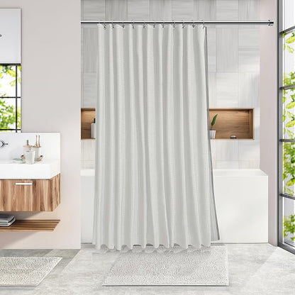Clara Clark Bathroom Accessories Set - 27PC Bathroom Set with Adhesive Corner Shower Caddy Hanging, Bathroom Sets with Shower Curtain and Rugs, White Shower Curtain Set with Bathroom Trash Can | 27 Piece Bathroom Sets with Shower Curtain and Rugs with ...