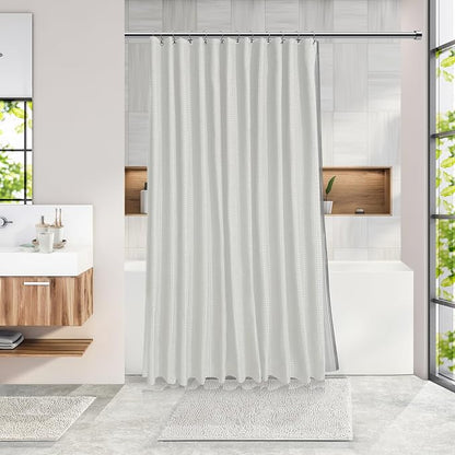 Clara Clark Bathroom Accessories Set - Bathroom Set with Adhesive Corner Shower Caddy Hanging, 25PC Bathroom Accessory Set, White Shower Curtain Set, Toilet Brush, Trash Can & Soap Dispenser | 25 Piece Bathroom Accessories Set with Toothbrush Holder, S...
