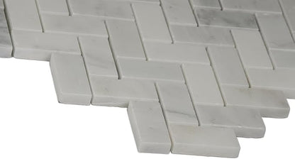 MSI Arabescato Carrara Herringbone Honed Marble Tile for Kitchen Backsplash, Wall Tile for Bathroom, Accent Wall Tile, and Shower Wall Tile