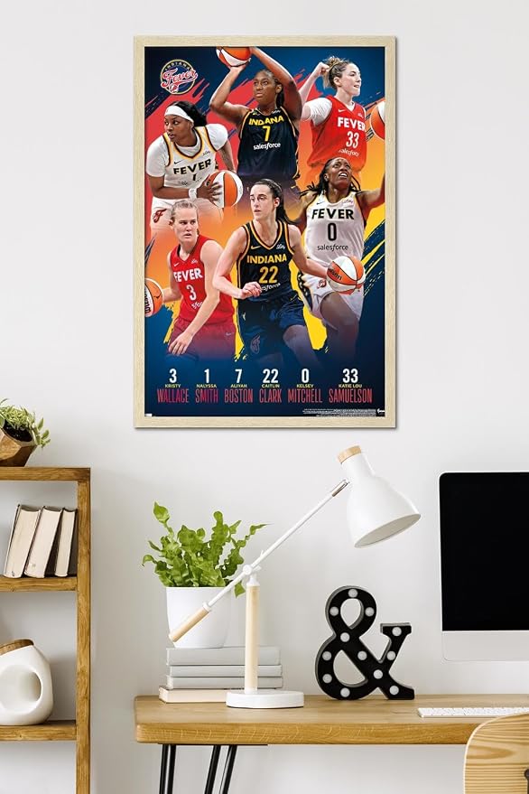 Trends International WNBA Indiana Fever -Team 24 Wall Poster, 34L x 22.4W, Blonde Framed Version