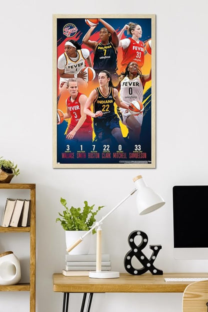 Trends International WNBA Indiana Fever -Team 24 Wall Poster, 34L x 22.4W, Blonde Framed Version