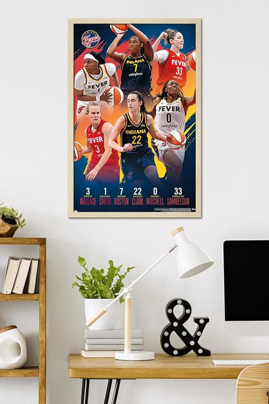 Trends International WNBA Indiana Fever -Team 24 Wall Poster, 34L x 22.4W, Blonde Framed Version