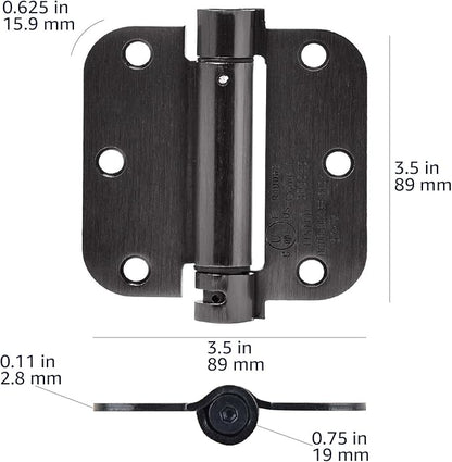Amazon Basics Self-Closing Door Hinge, 3.5 Inch x 3.5 Inch, Oil-Rubbed Bronze, 1-Piece, Hardware Included