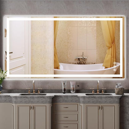 36" x 72" LED Bathroom Mirror with Lights, Memory Vanity Mirror | Anti-Fog, 3 Color Modes, Dimmable, Front Lit, Memory Function, Tempered Glass, Lighted Bathroom Mirror for Wall